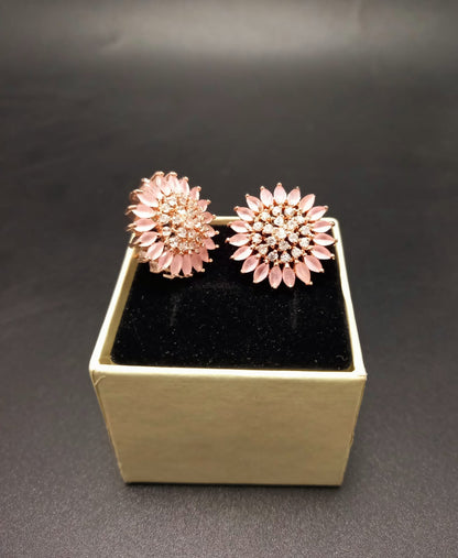 American Diamond Earring Tops Rose Gold Polish