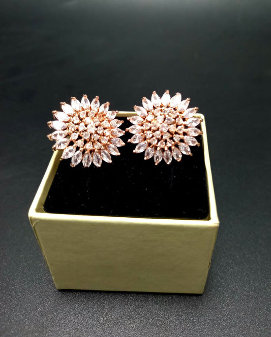 American Diamond Earring Tops Rose Gold Polish