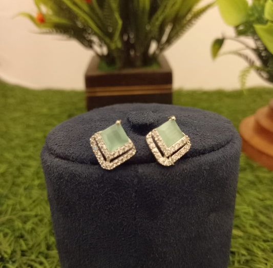 Light Green American Diamond Earring Tops Jewellery While Polish for Women