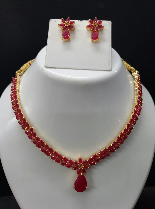 Maroon Stone Necklace